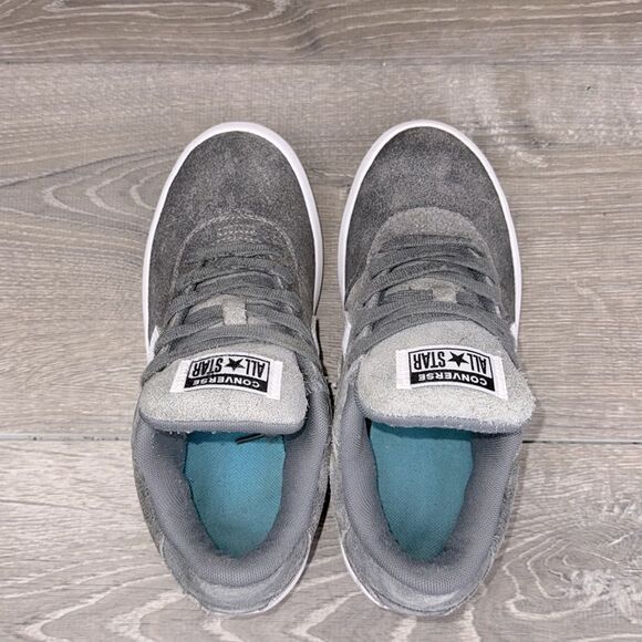 Converse Point Star Ox Cool Gray Leather White Women’s Sz 7 Low Top Sneakers - Picture 5 of 10